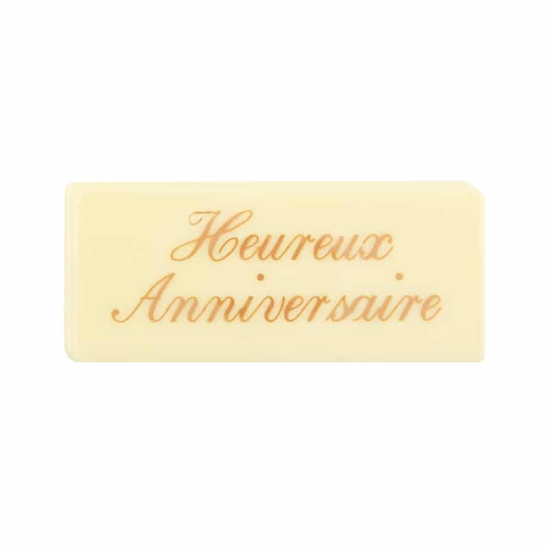 Plaquette Heureux anniversaire chocolat blanc