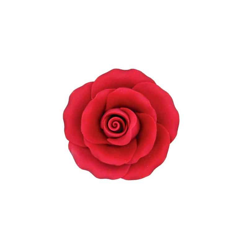 Grande rose rouge en sucre pour décor