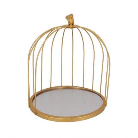 Présentoir gâteaux cage à oiseaux dorée