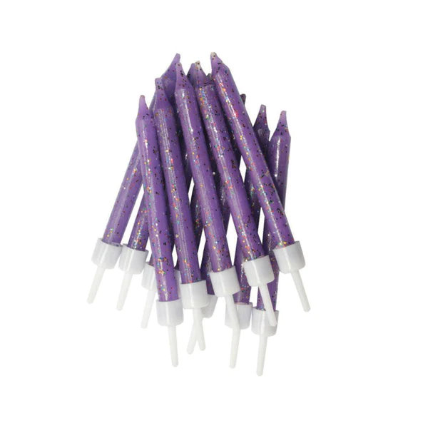 12 bougies glitter Purple mauve