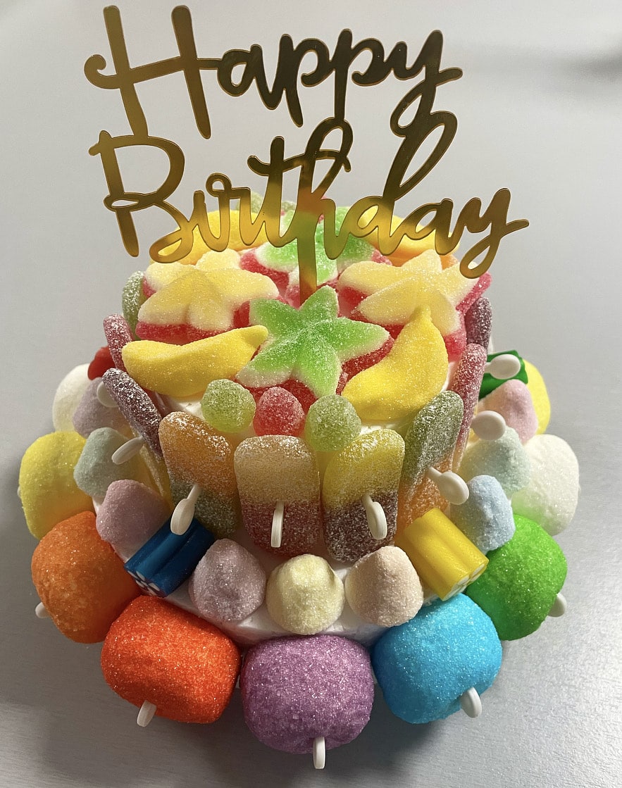 Gâteau de bonbons 2 étages Happy Birthday