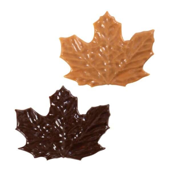 feuille d'automne en chocolat noir ou caramel