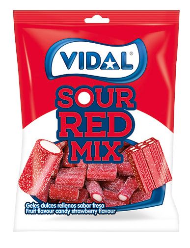 Sachet de bonbons Sour Red Mix Vidal