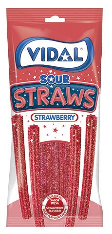 Sachet de bonbons Sour Straws Strawberry Vidal