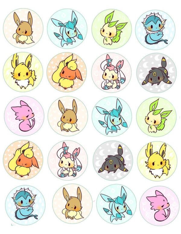 20 petits disques evoli et évolutions pokémon