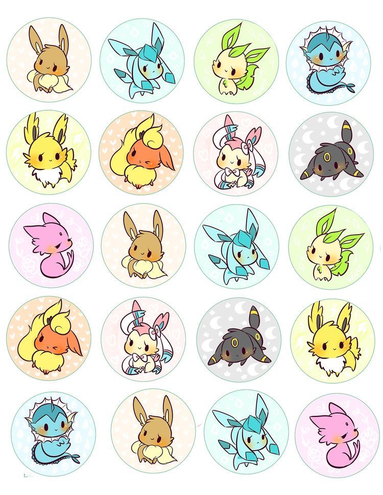 20 petits disques Evoli et évolutions Pokémon