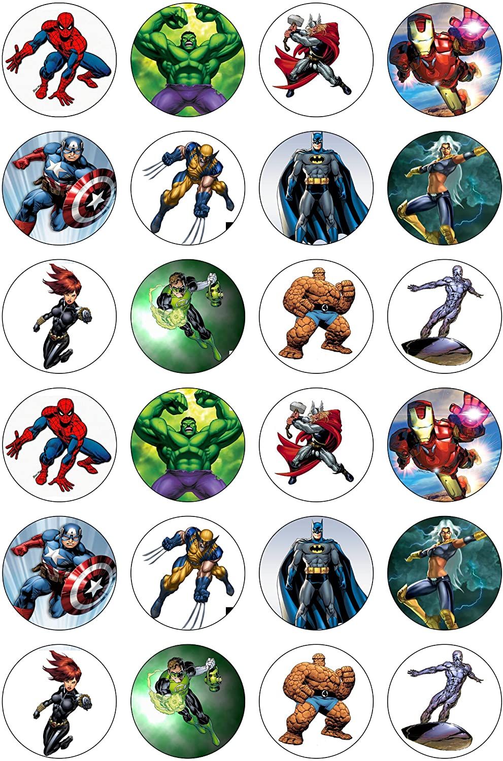 24 petits disques Super-Héros en azyme